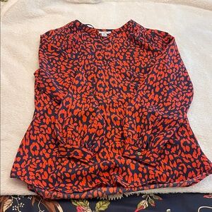 Red and Black Leopard Print Women's Top